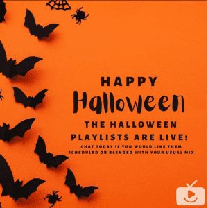 Halloween playlists graphic from 
