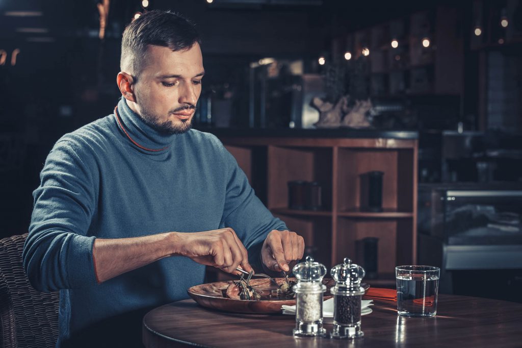 Reviewer at restaurant