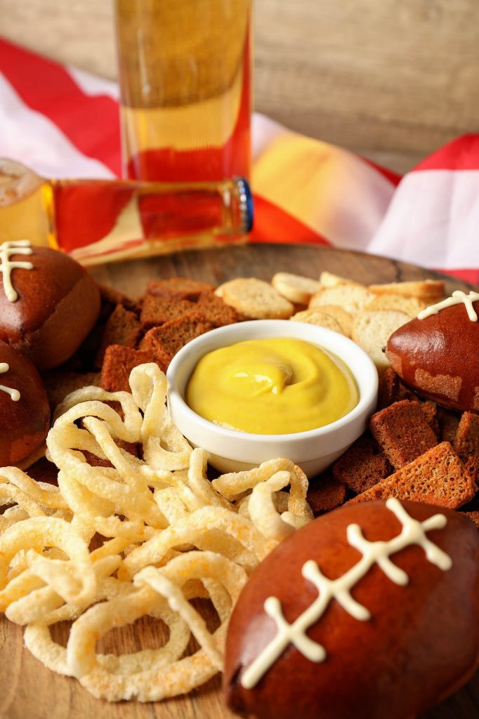 Close up of big game snacks