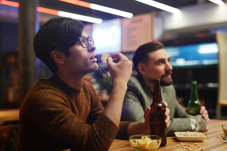 Football fans in restaurant