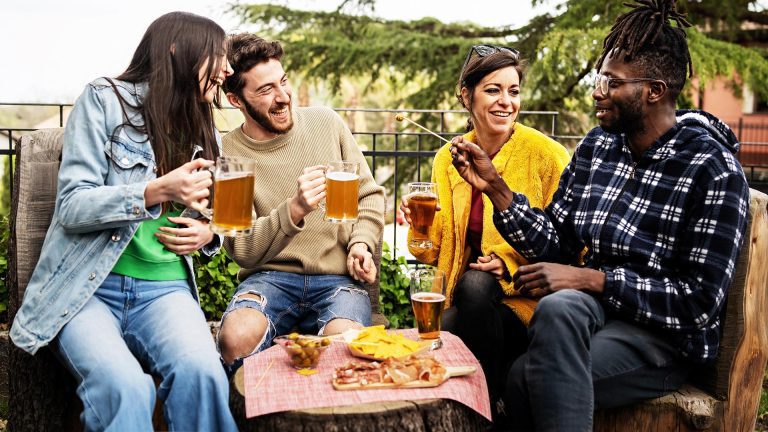 Friends Happy on Patio