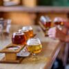 Sampling beers at a tasting room