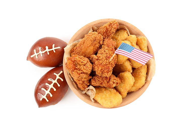 Wings and mini football snack