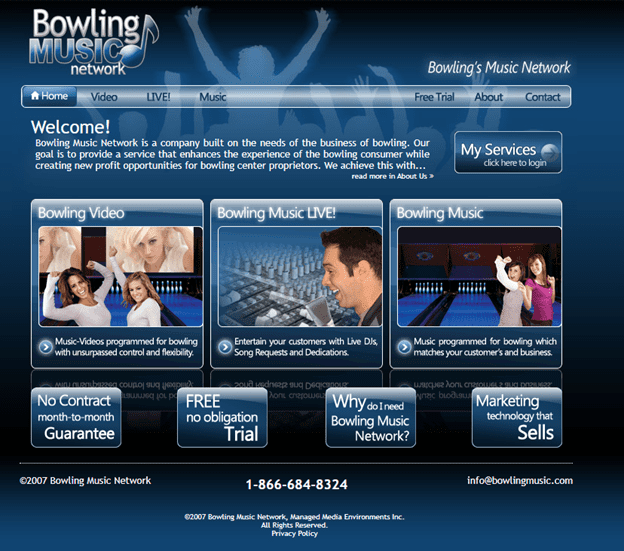 Bowling Music Network Early Website