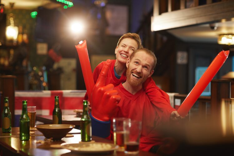 Sports fans at the bar