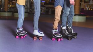 Roller skaters in the arena