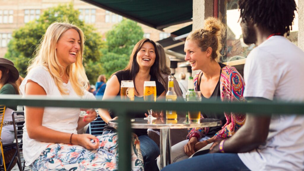 Friends on the patio having drinks