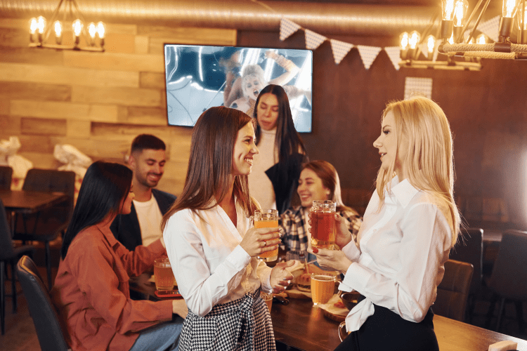Bar scene with digital signage