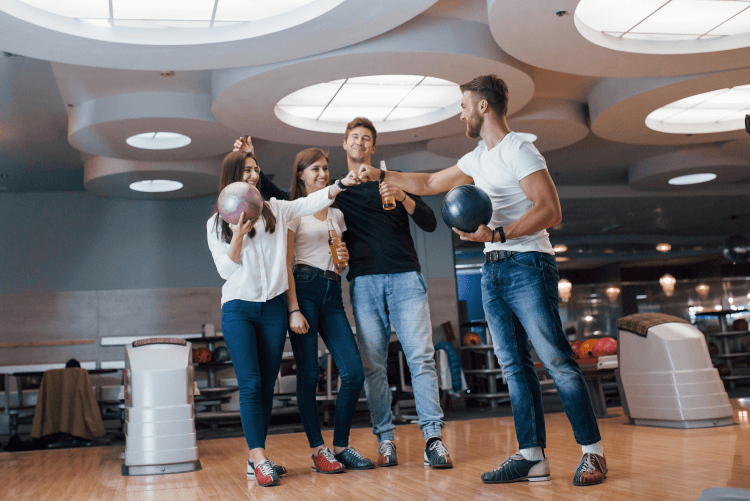 Bowling team celebrating