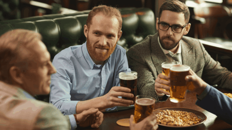 Coworkers sharing some drinks