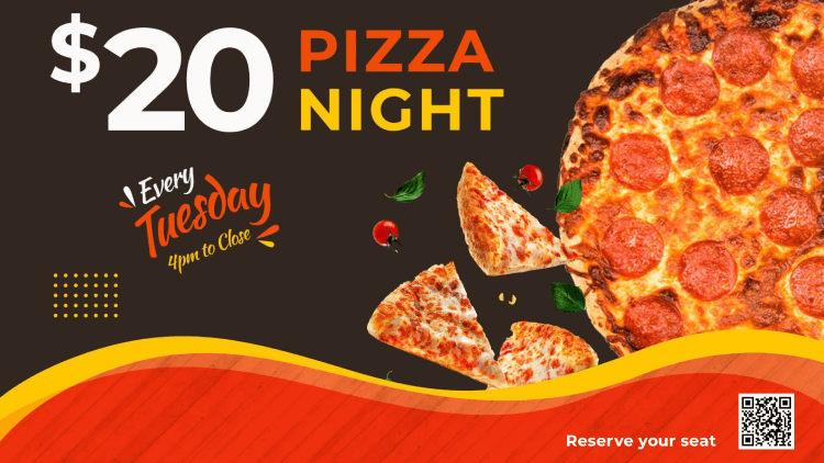 Pizza Night with QR Code Digital Signage