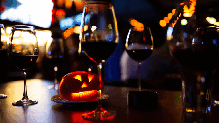 Pumpkins and wine glasses