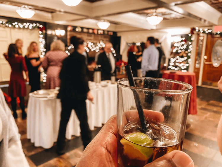 A drink at a holiday party