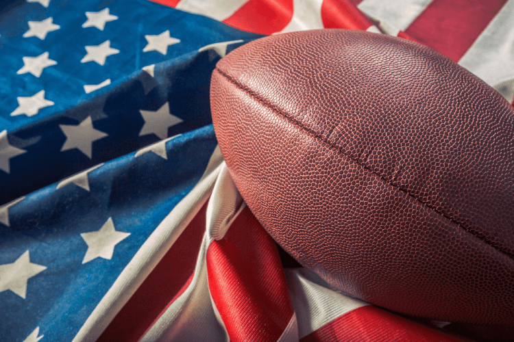 Football and American Flag