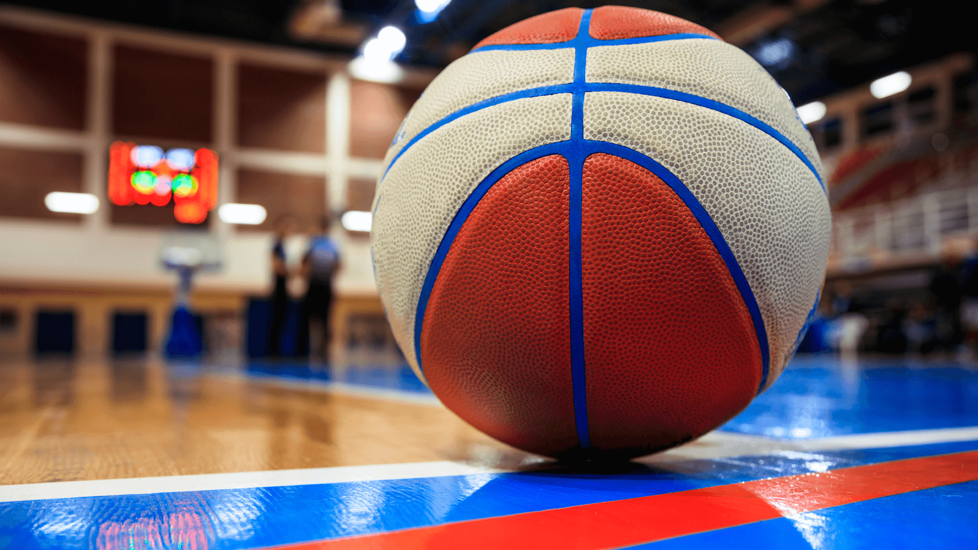 A basket ball on a court