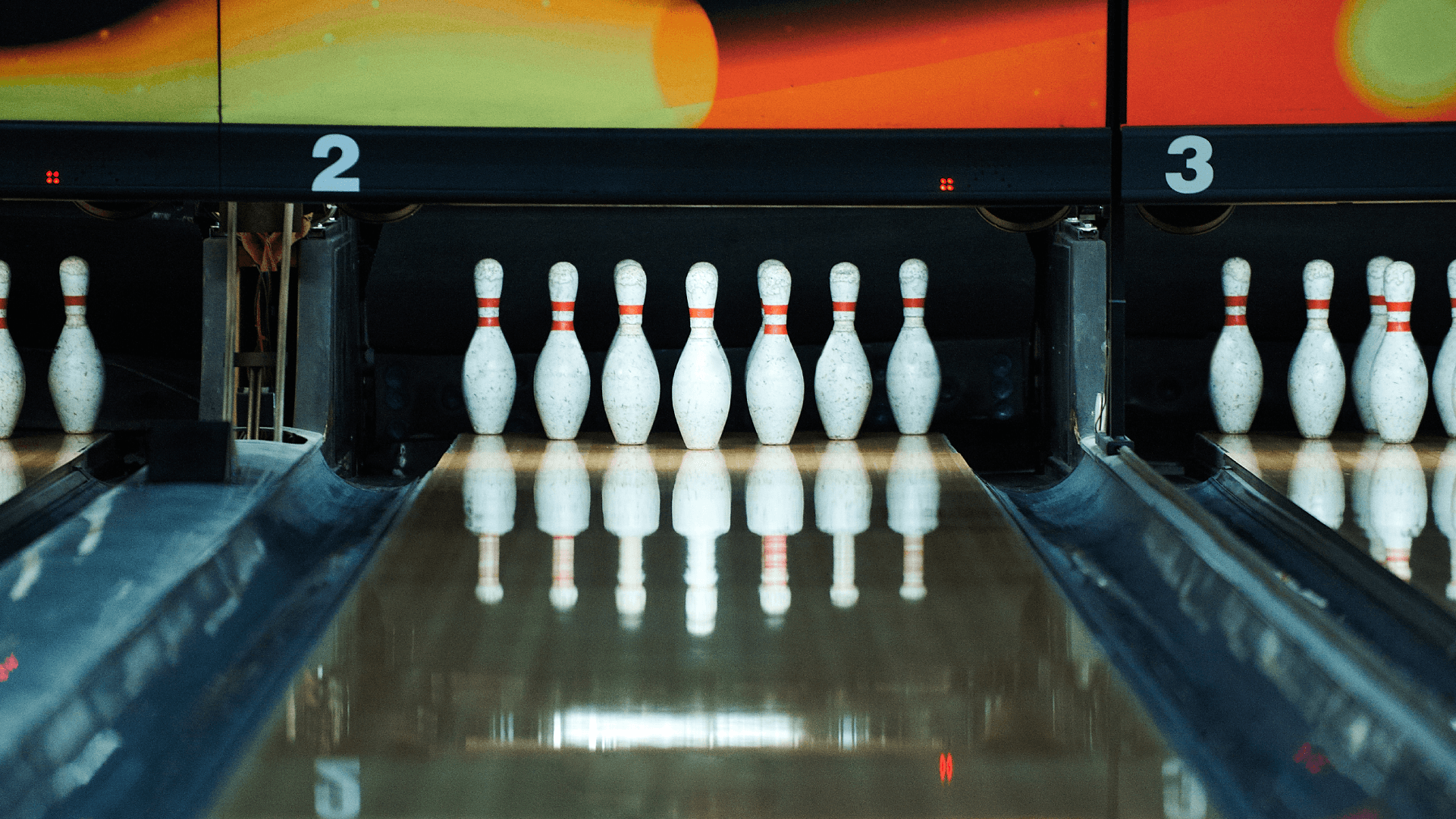 Bowling Pins Bowling pins in a empty lane