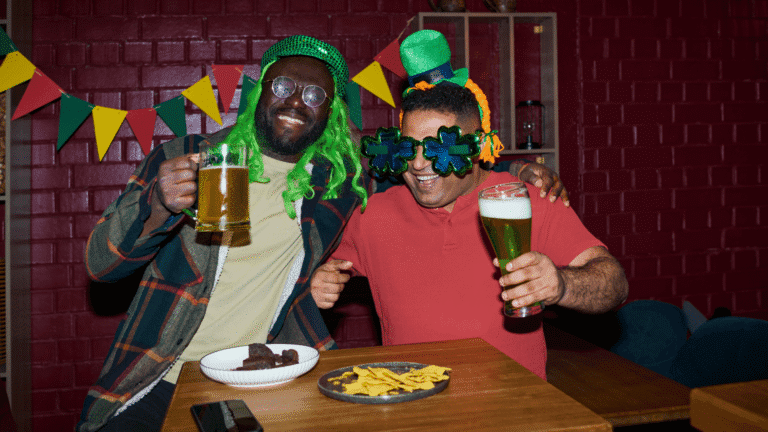 Two men drinking on St Patricks day