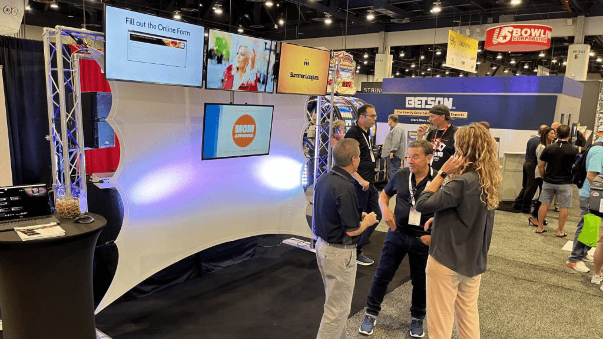 Control Play at Bowl Expo 2026 Control Play team speaking with bowling operators at Bowl Expo
